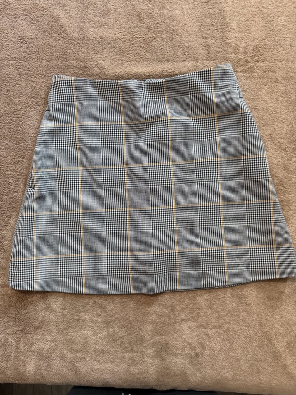 Wilfred Gray Plaid Mini Skirt with Yellow Windowpane